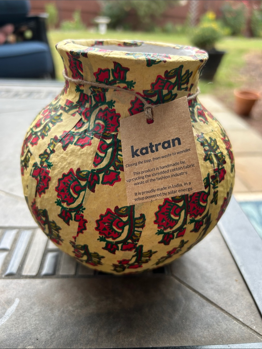 Katran Yellow Floral Paper Mache Vase